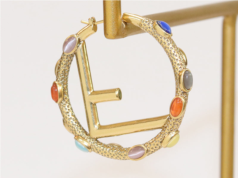 Alphabet F Multi stone hoops