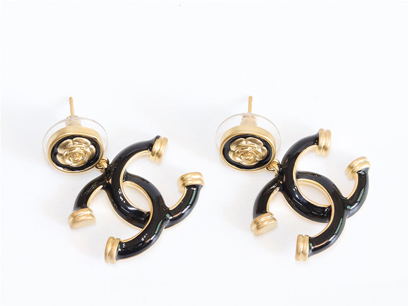 Double C black enamel dangles