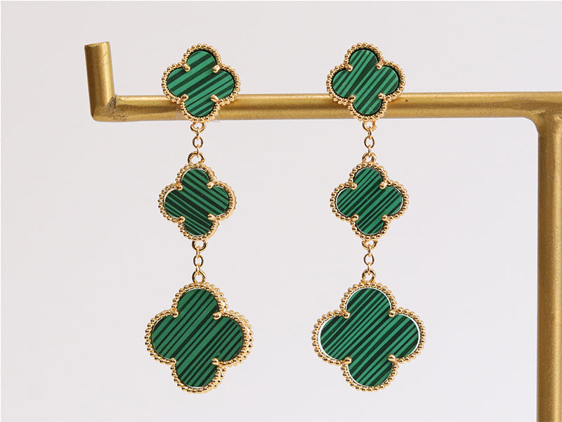 Green Malachite Clover chain dangles