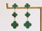 Green Malachite Clover chain dangles