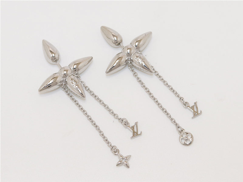 Platinum flower chain dangles