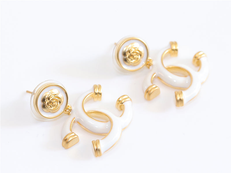 Double C white enamel dangles
