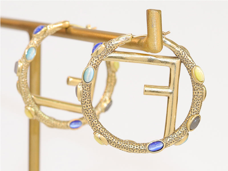 Alphabet F Multi stone hoops