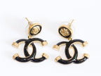 Double C black enamel dangles