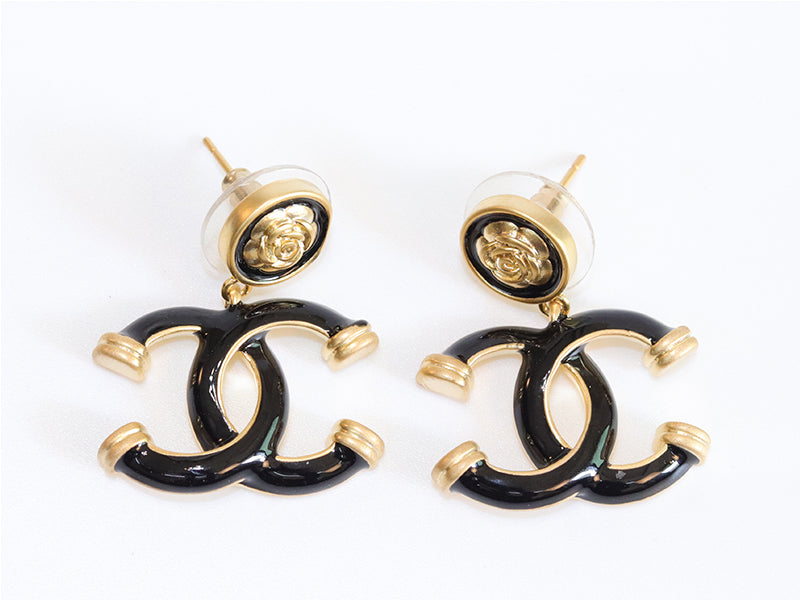 Double C black enamel dangles