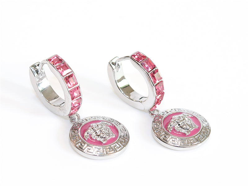 Platinum pink medusa dangles