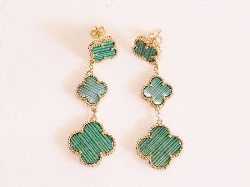 Green Malachite Clover chain dangles