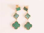 Green Malachite Clover chain dangles