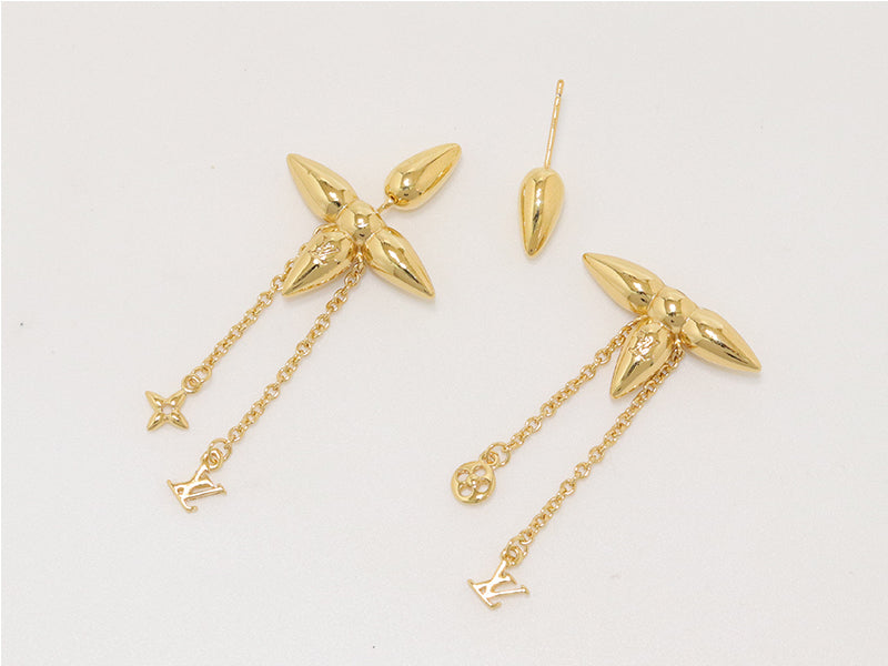 Gold flower chain dangles