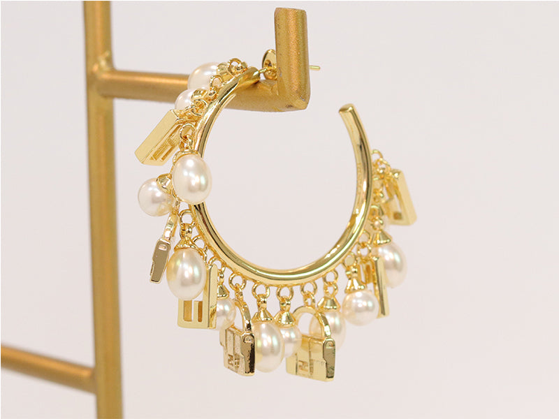 Pearl and charms hoops