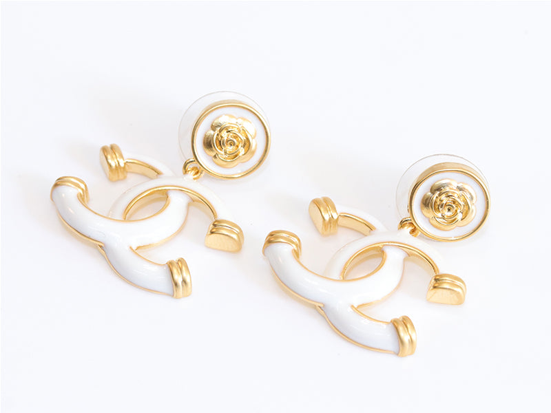 Double C white enamel dangles