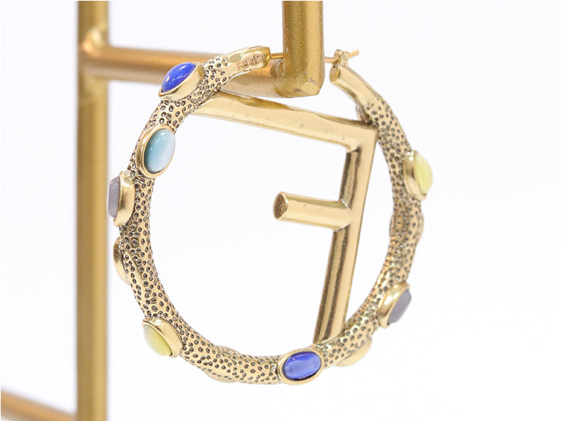 Alphabet F Multi stone hoops
