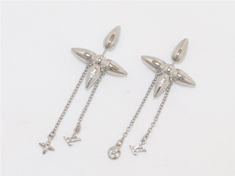 Platinum flower chain dangles