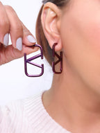 Alphabet V purple chrome hoops