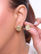 Alphabet V silver white cz studs