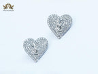 Alphabet Y cz and heart studs platinum