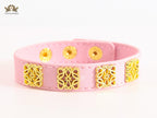 Alphabet L pink leather bracelet
