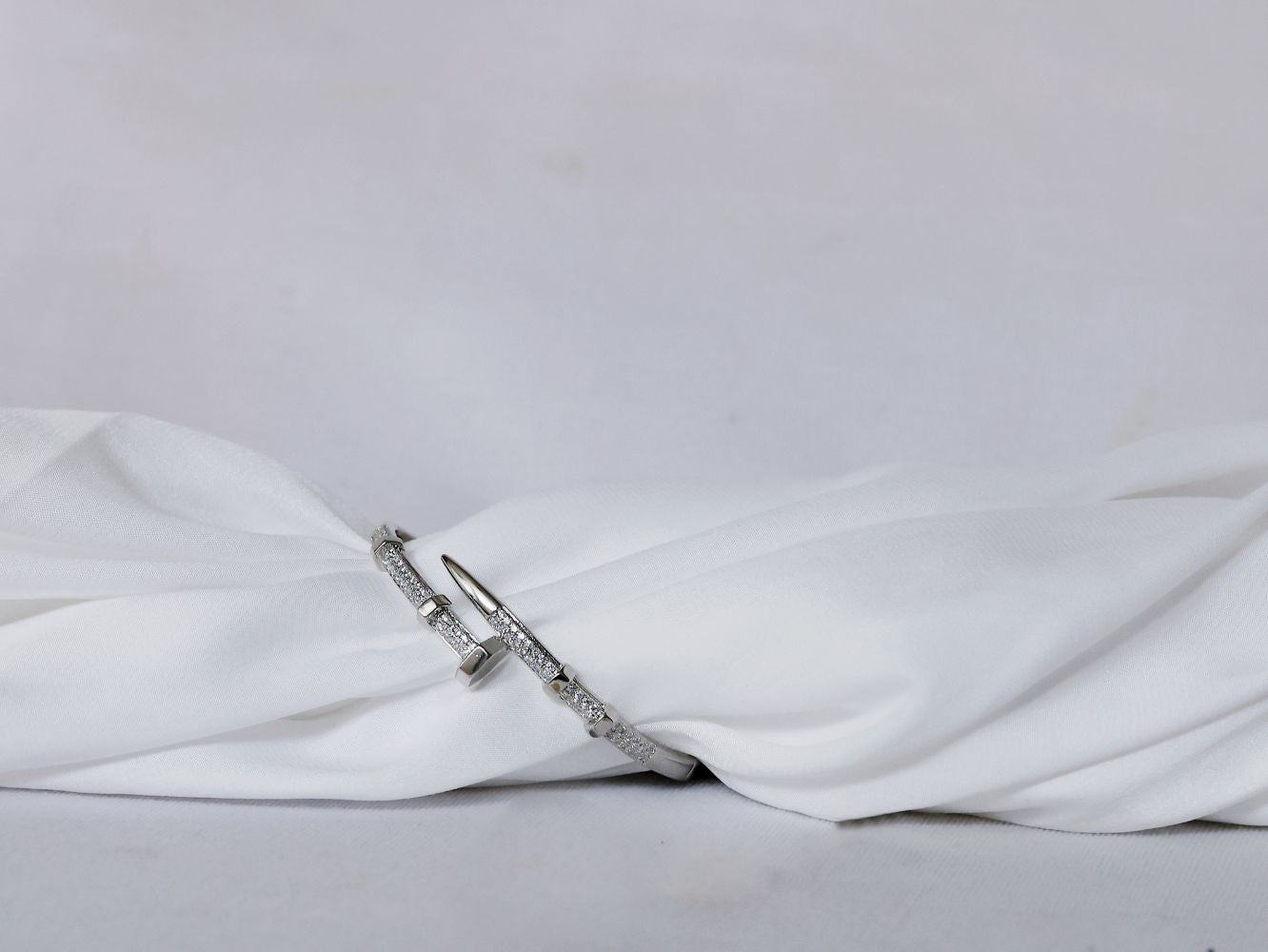 Platinum Plated CZ Nail and Nut Bracelet