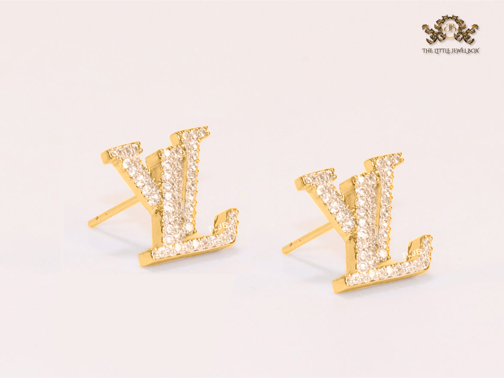 Alphabet L Gold CZ studs