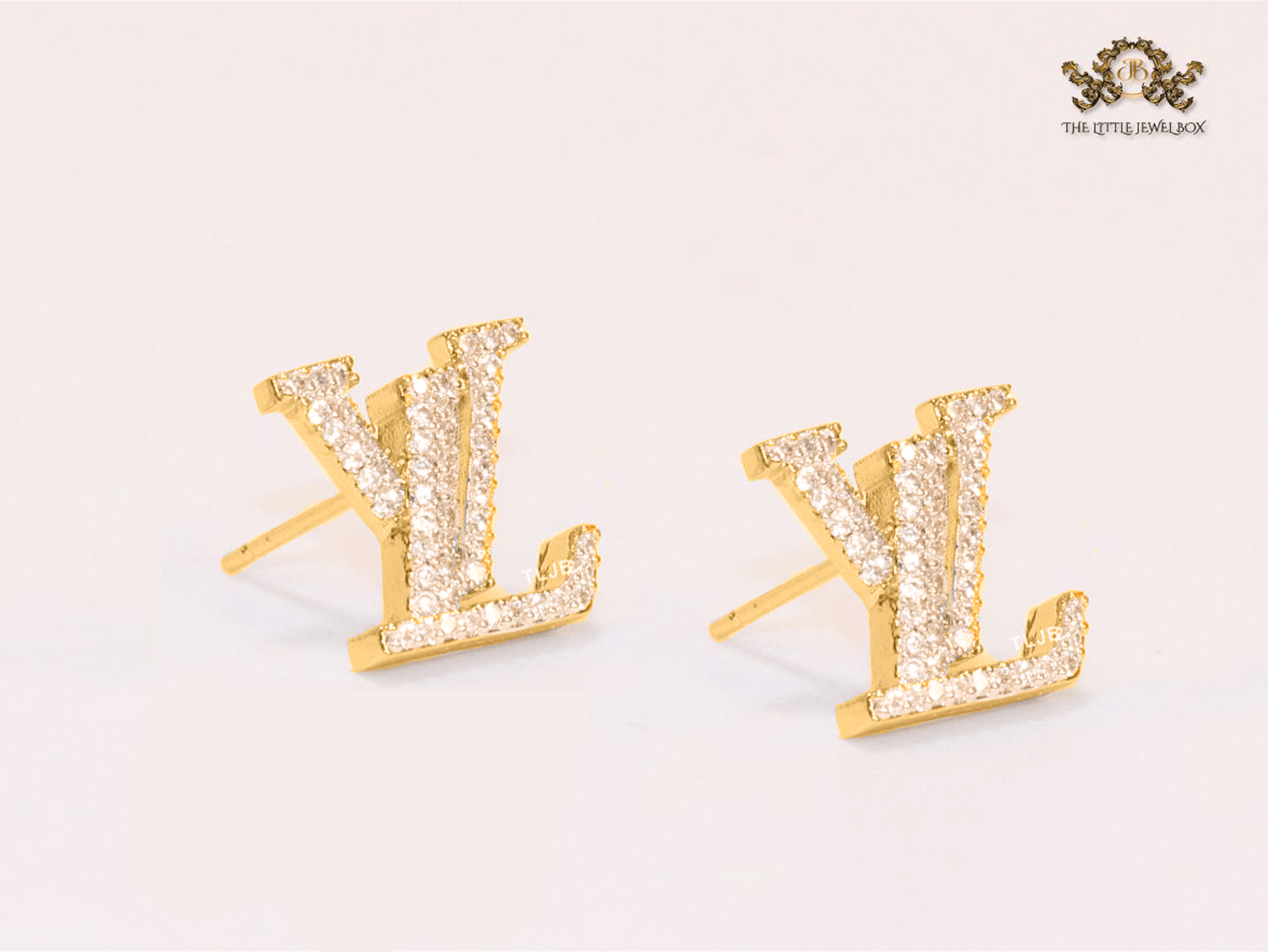 Alphabet L Gold CZ studs