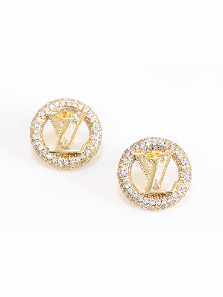 Gold Alphabet L and V CZ studs 20mm