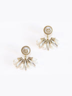 Double G rustic long pearl earrings