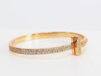 Alphabet T bracelet with full CZ in gold finish