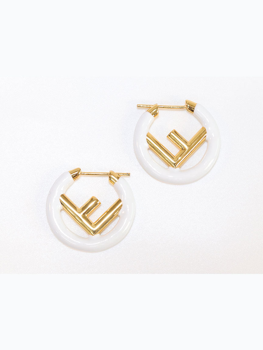White Alphabet F Hoops 25mm