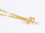 Lion and pearl drop link double C chain
