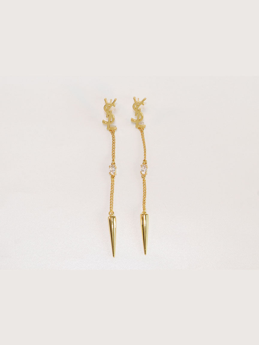 Alphabet YSL CZ and spike dangles