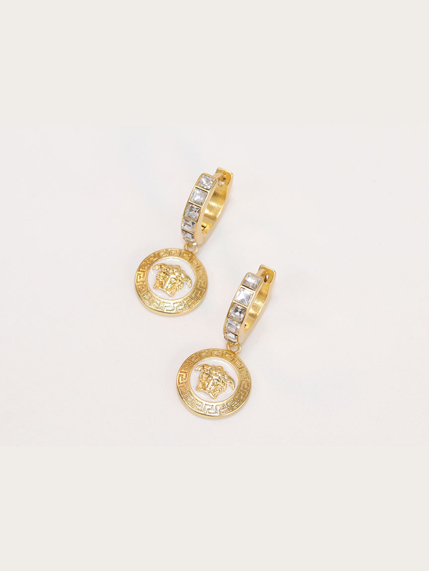 Medusa gold and white dangles