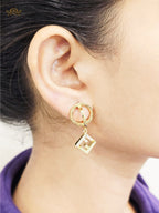 Double F small dangles with cz and gold