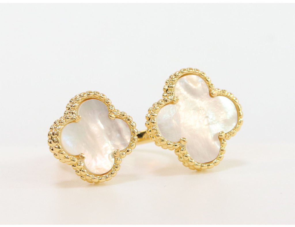 Double WHITE malachite ring