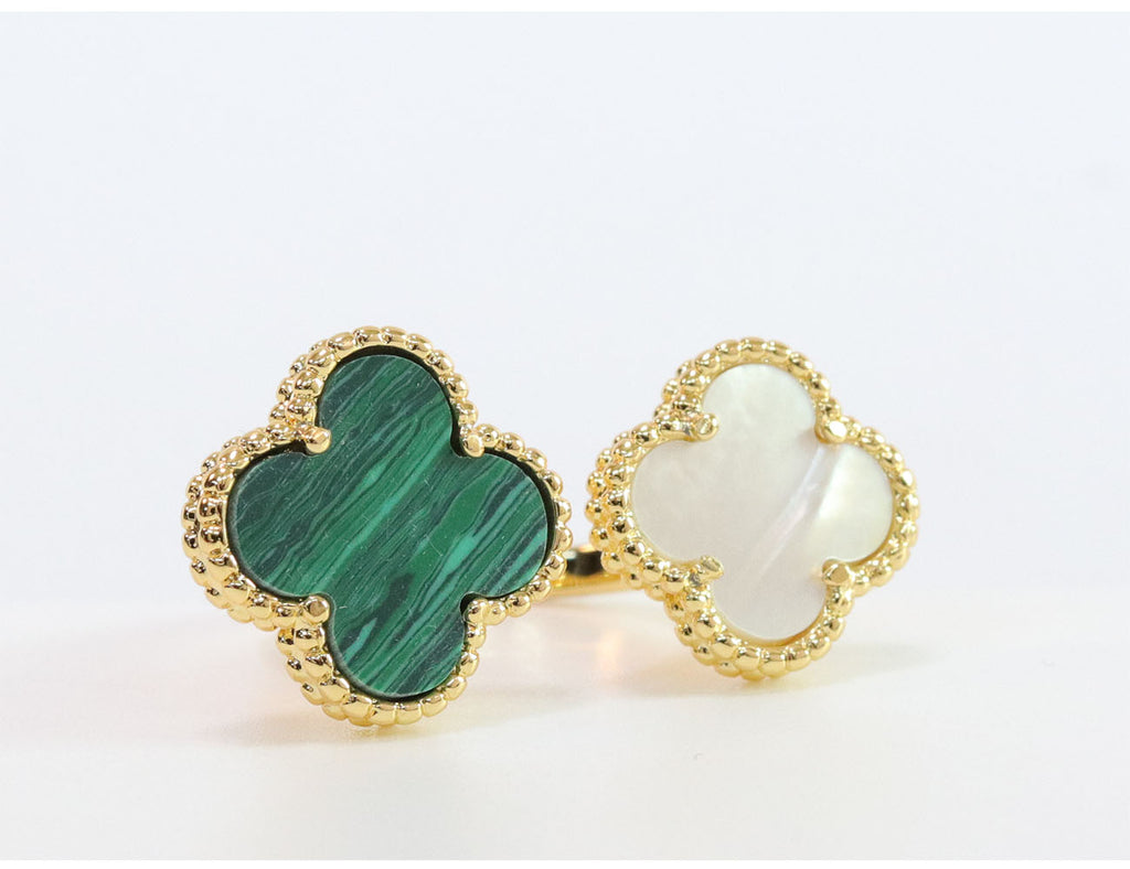 Double WHITE & GREEN malachite ring