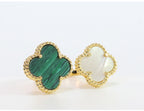 Double WHITE & GREEN malachite ring
