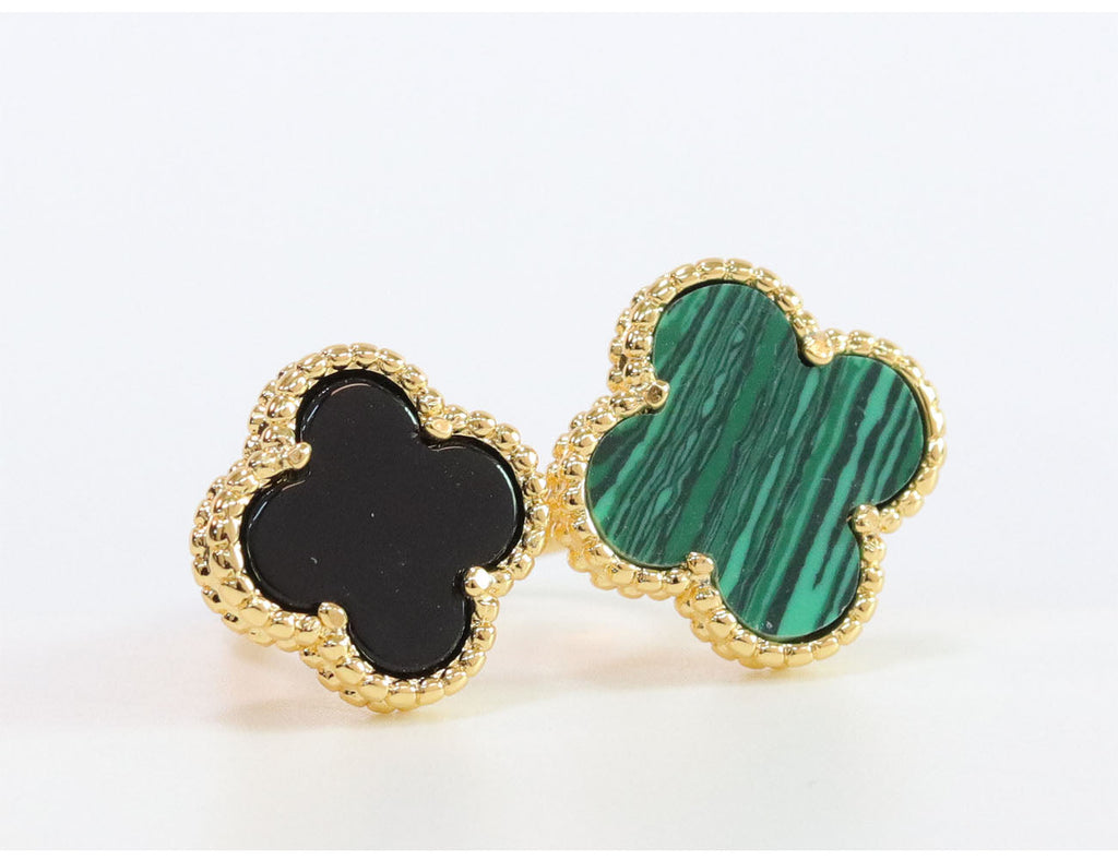 Double BLACK & GREEN malachite ring