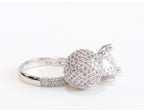 Silver plated double Cz bomber ring
