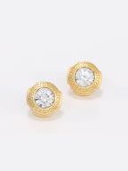 Gold Round solitaire Studs with medusa motif