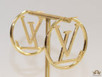 Gold plated L and V alphabet hoops 50 mm