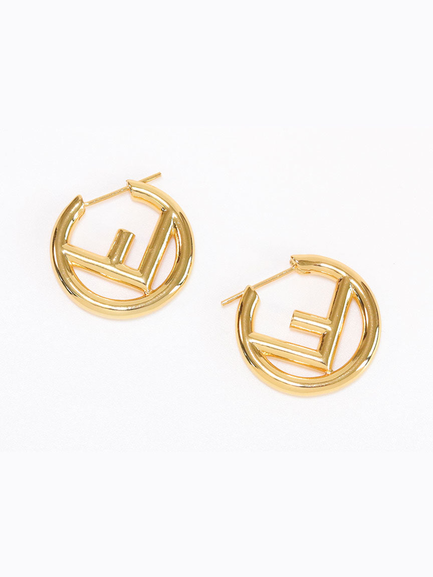 Gold Alphabet F Hoops 25mm