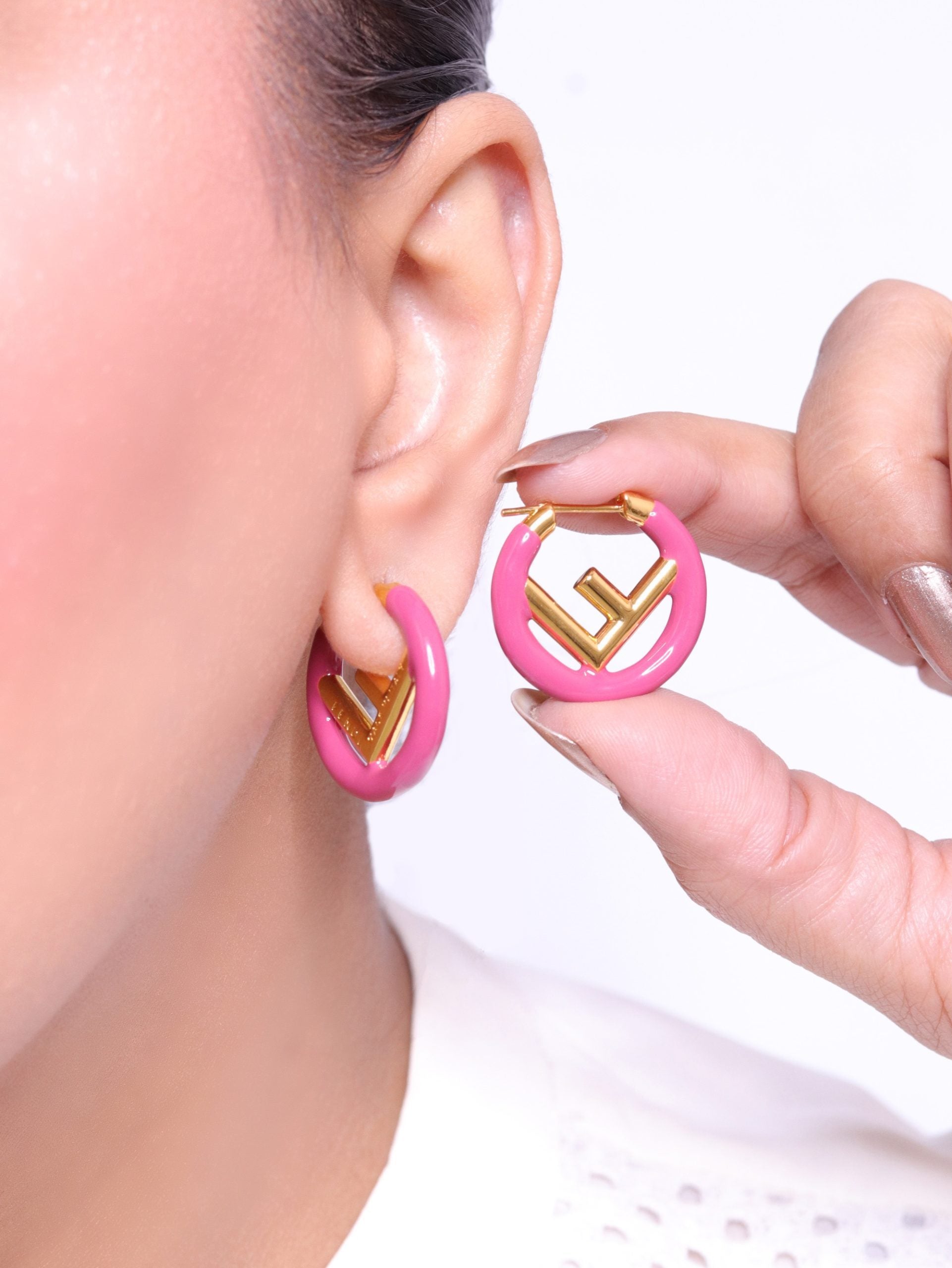 Pink Alphabet F Hoops 25mm