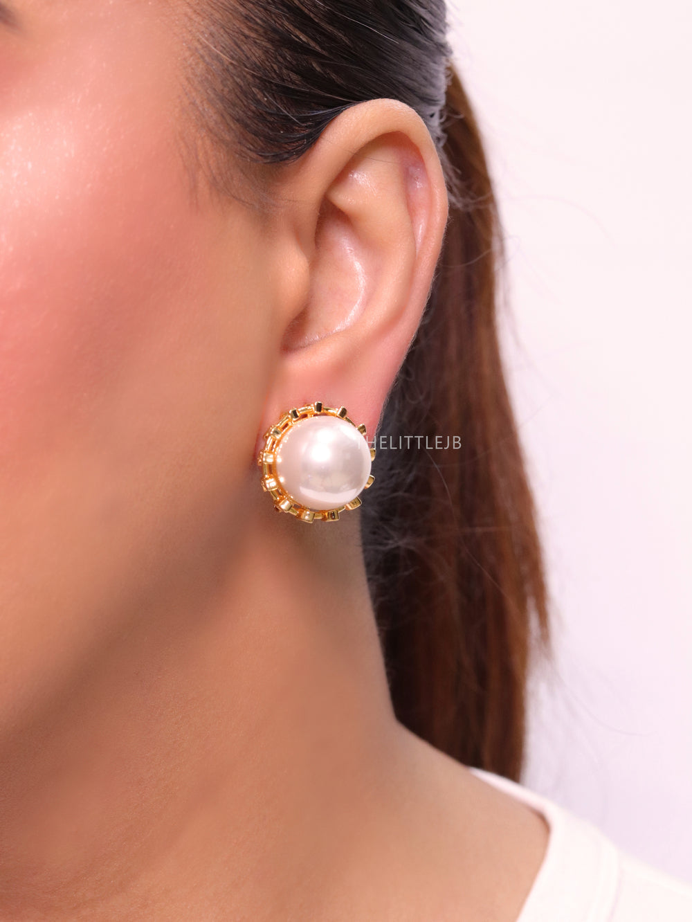 Gold leaf Pearl Studs