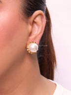 Gold leaf Pearl Studs
