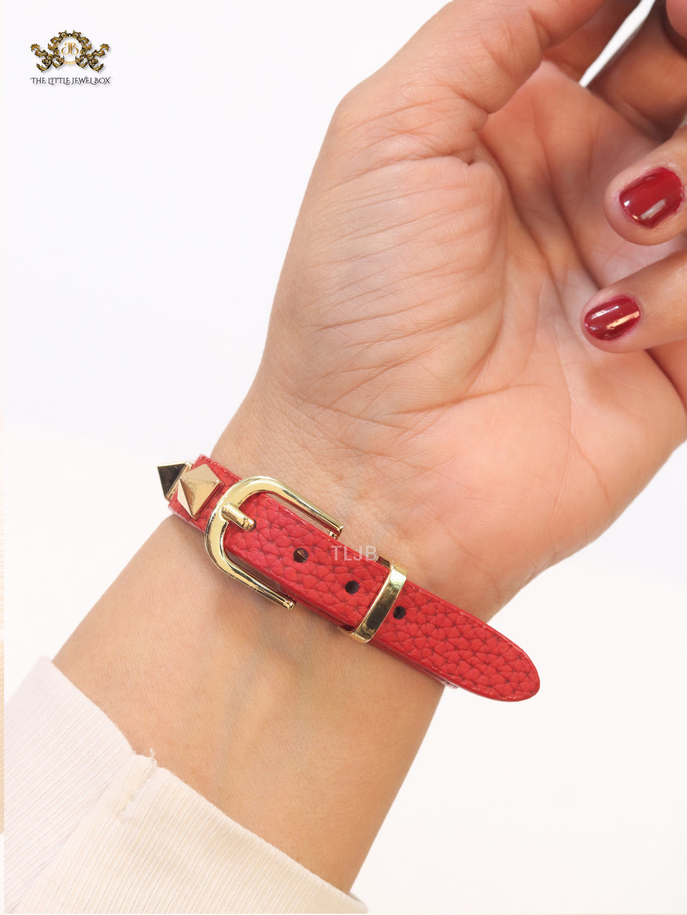 Alphabet V rockstud red bracelet