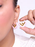 Baby Pink Alphabet F Hoops 25mm