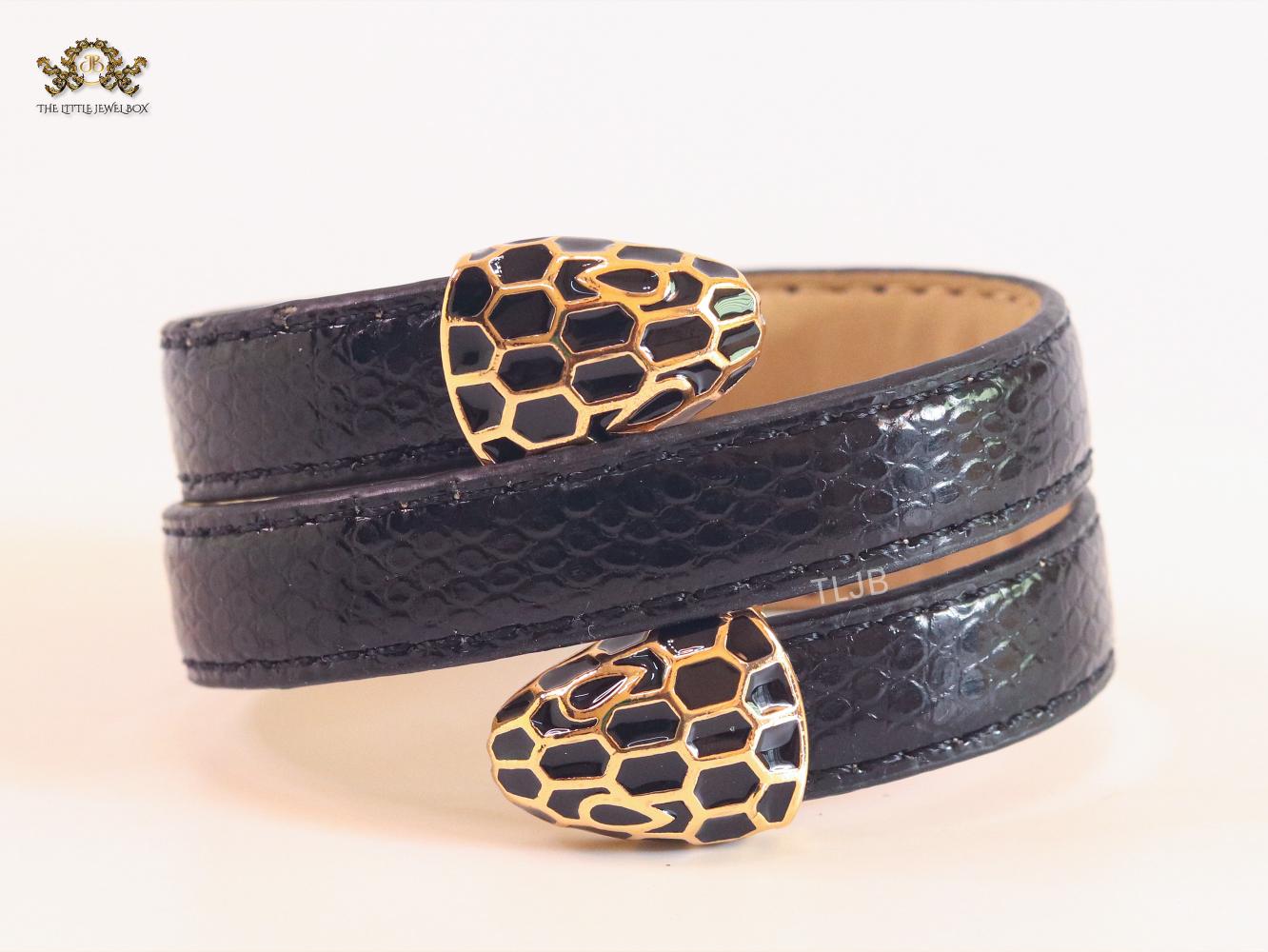 Serpentine black belt bracelet