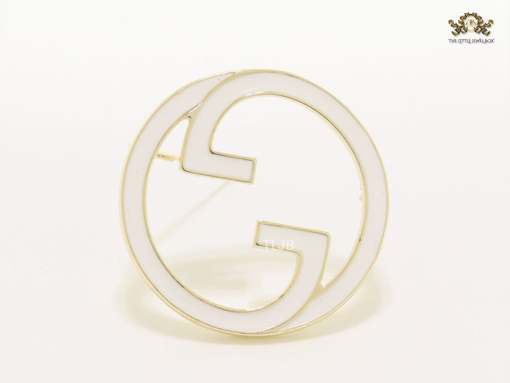 White enamel Double G Brooch