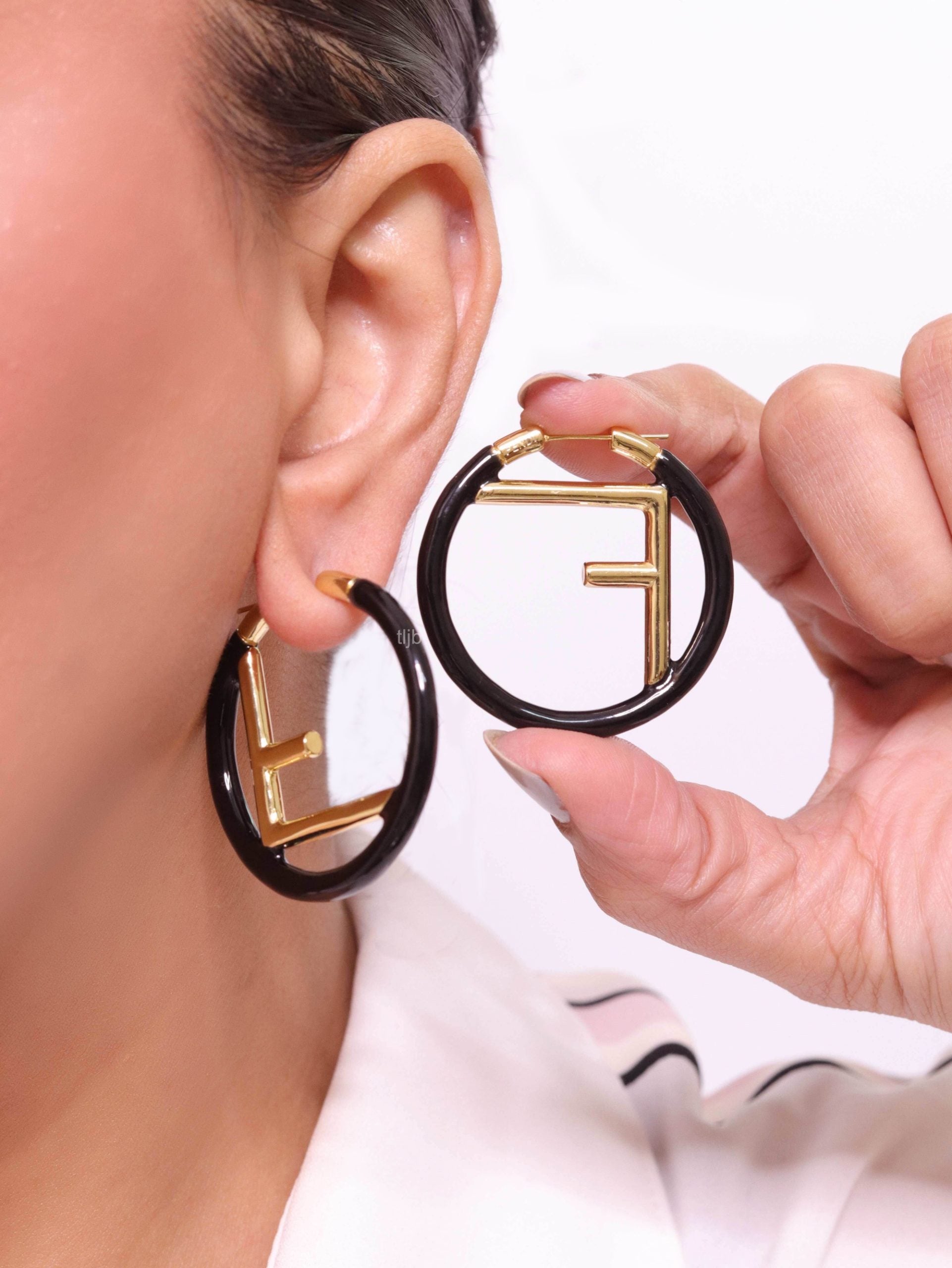 Black Alphabet F Hoops