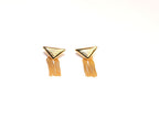 Alphabet P triangle motif Chain Tassles gold earrings