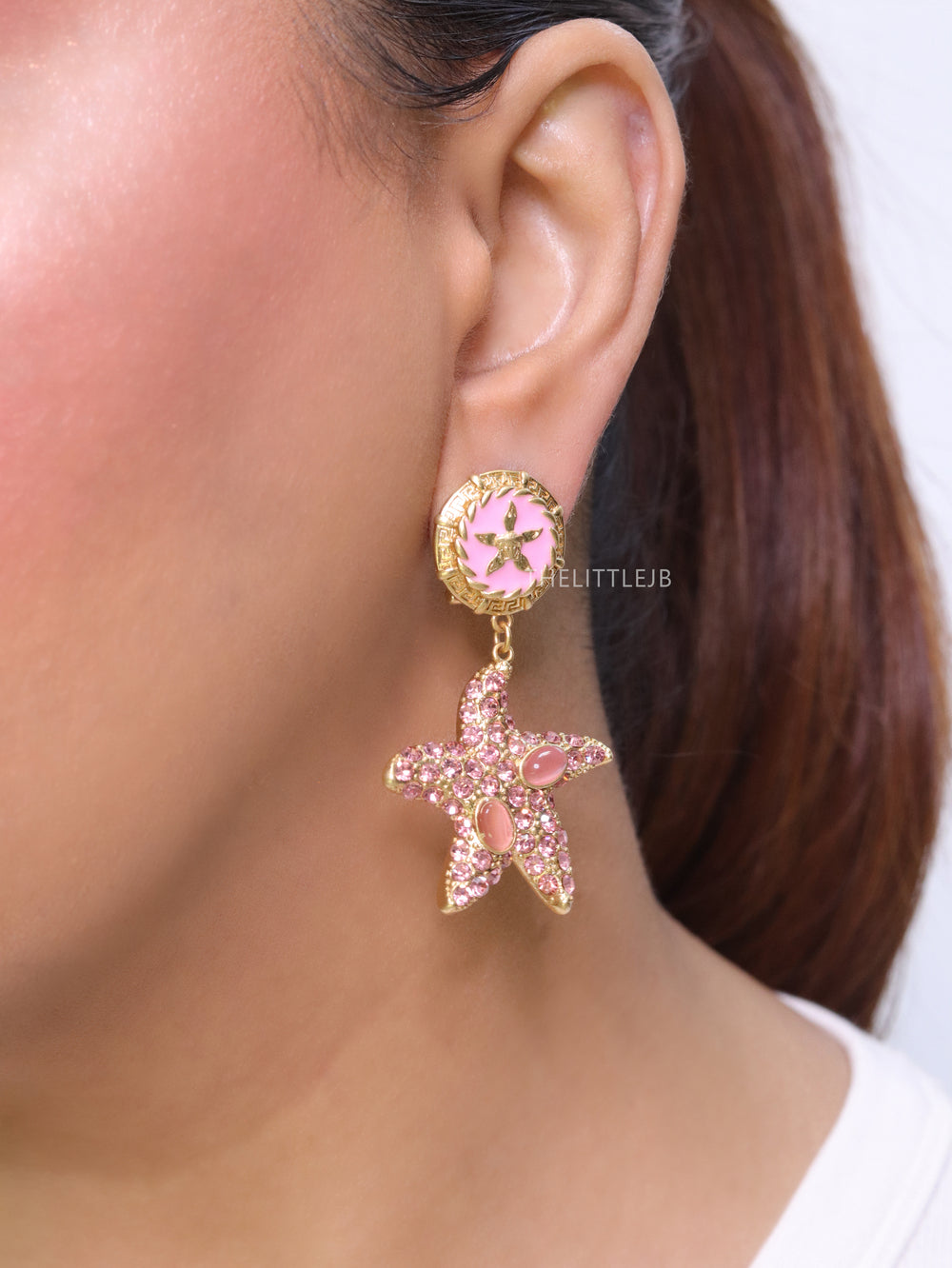 Pink gold star dangles